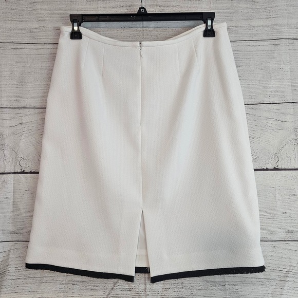 Preston & York 16 Nautical Glam Suzanne Tweed Knee Skirt White Black Hem 1076 - Picture 3 of 8